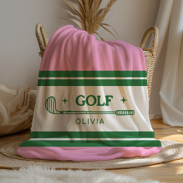 Rosa och Grönt för eget namn, golf älskare Fleecefilt