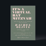 Rosa och Grönt för modern Virtuell Online Bat mitz Inbjudningar<br><div class="desc">Modern Bat mitzvah inbjudan till Rosa och Grönt för Virtuell Online</div>