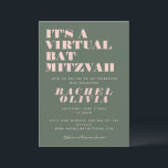 Rosa och Grönt för modern Virtuell Online Bat mitz Inbjudningar<br><div class="desc">Modern Bat mitzvah inbjudan till Rosa och Grönt för Virtuell Online</div>