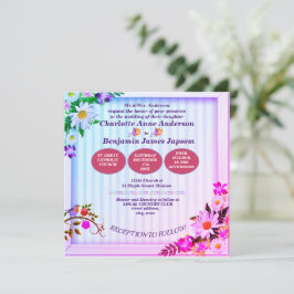 Rosa och Grönt för övertoning av elegant Blommigt  Inbjudningar