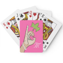 Rosa och grönt (giftigt monogram) spelkort