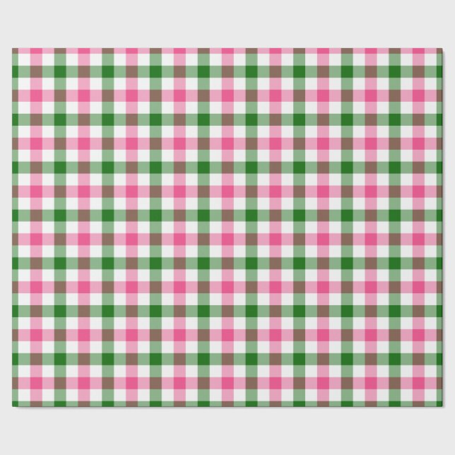 Rosa och Grönt Gingham Presentpapper (Seam)