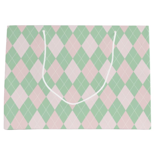 Rosa och Grönt Girly Argyle Mönster (Framsidan)