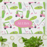 Rosa och Grönt Golf-Personlig Kökshandduk<br><div class="desc">PreppyPrint.com - Slå länkarna! Lägg till personligen i kökshandduken. Klicka på "Redigera design" om du vill ändra teckensnittet,  bilden storlek osv. Överför den här designen även till de produkter du vill ha! Besök min designerbutik,  PreppyPrint.com,  för att få information om hur du samordnar saker.</div>