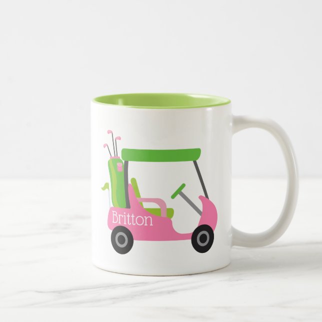 Rosa och Grönt Golf Personlig mugg (Höger)