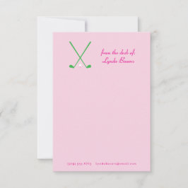 Rosa och grönt golfbrevpapper i preppystil tack kort