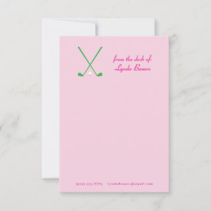 Rosa och grönt golfbrevpapper i preppystil tack kort