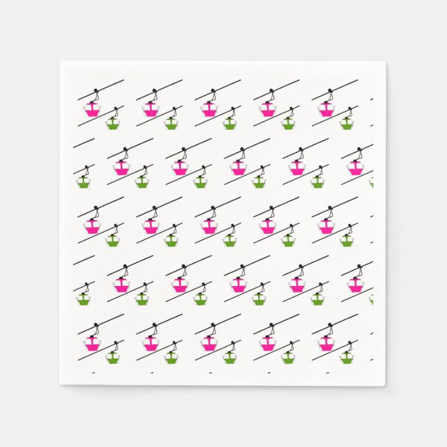 Rosa och grönt gondolas pappersservett (Framsidan)