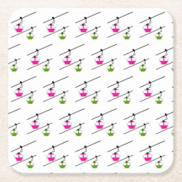 Rosa och grönt gondolas underlägg papper kvadrat