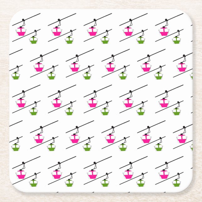 Rosa och grönt gondolas underlägg papper kvadrat (Framsidan)