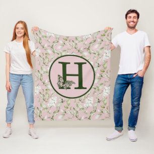 ROSA OCH GRÖNT H MONOGRAM FLEECEFILT