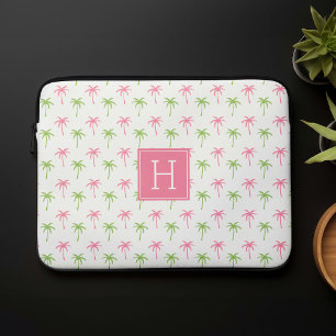 Rosa och Grönt Handflatan Träd Mönster Laptop Sleeve