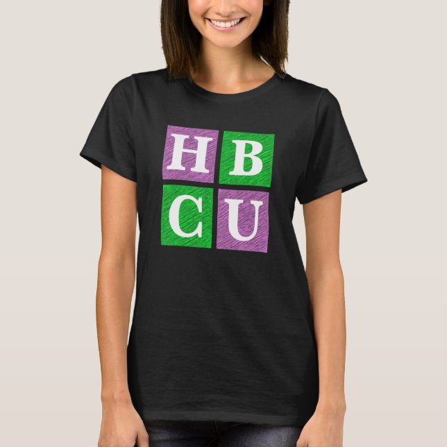 Rosa och Grönt HBCU Block Brev T Shirt (Framsida)