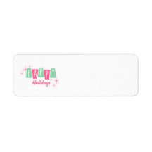 Rosa och Grönt Helgdag JulAdressetiketter