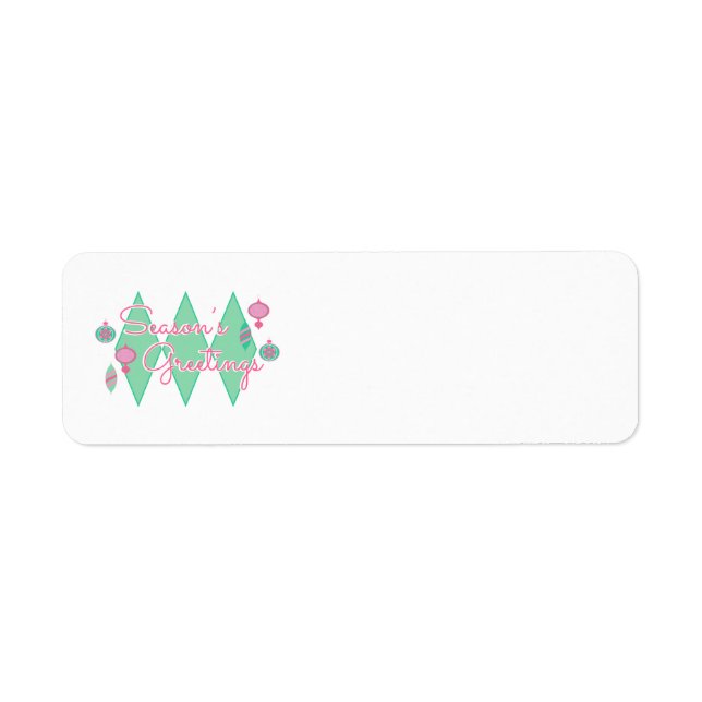 Rosa och Grönt Helgdag JulAdressetiketter Returadress Etikett (Framsidan)