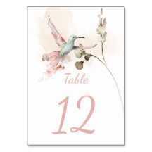 Rosa och Grönt Hummingbird Blommigt Vattenfärg