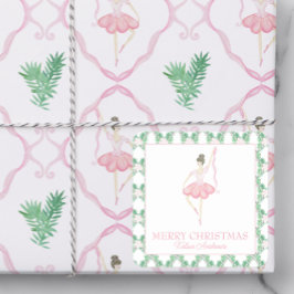 Rosa och Grönt Jul Ballerinas Photo Fyrkantigt Klistermärke
