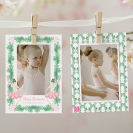 Rosa och Grönt Jul Ballerinas Photo Julkort