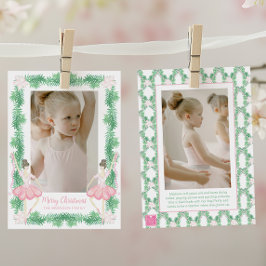 Rosa och Grönt Jul Ballerinas Photo Julkort