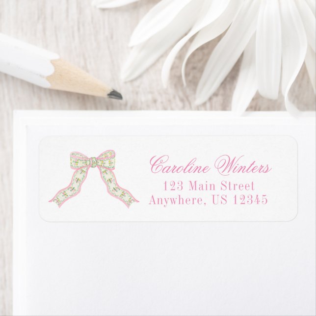 Rosa och Grönt - julblåsfack Returadress Etikett (Insitu)