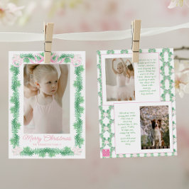 Rosa och Grönt Julgarlandfoto Julkort