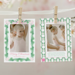 Rosa och Grönt Julgarlandfoto Julkort
