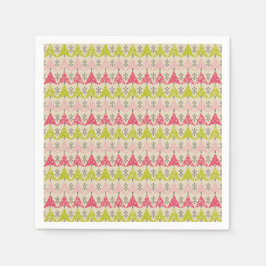 Rosa och grönt Julgranar Pappersservett