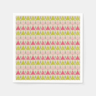 Rosa och grönt Julgranar Pappersservett