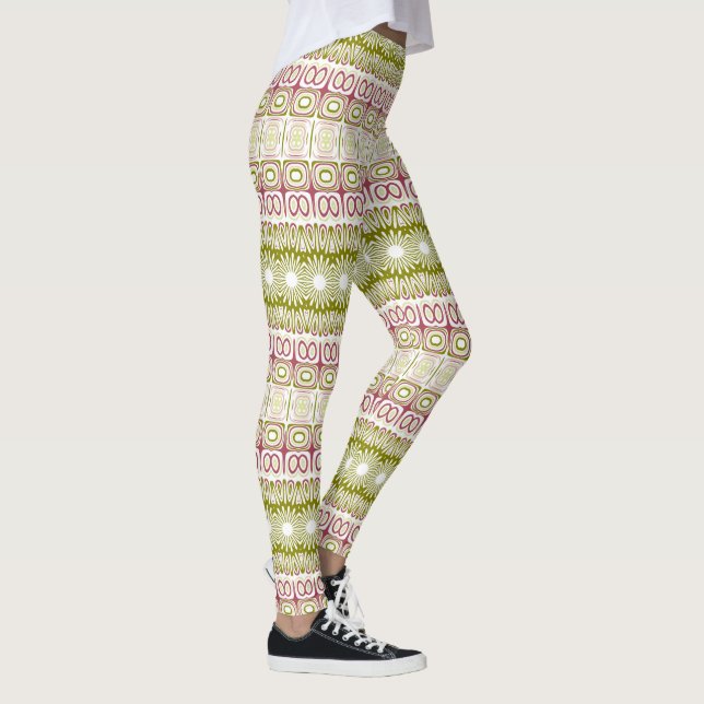 Rosa och Grönt Kaleidoscope Rand Leggings (Höger)
