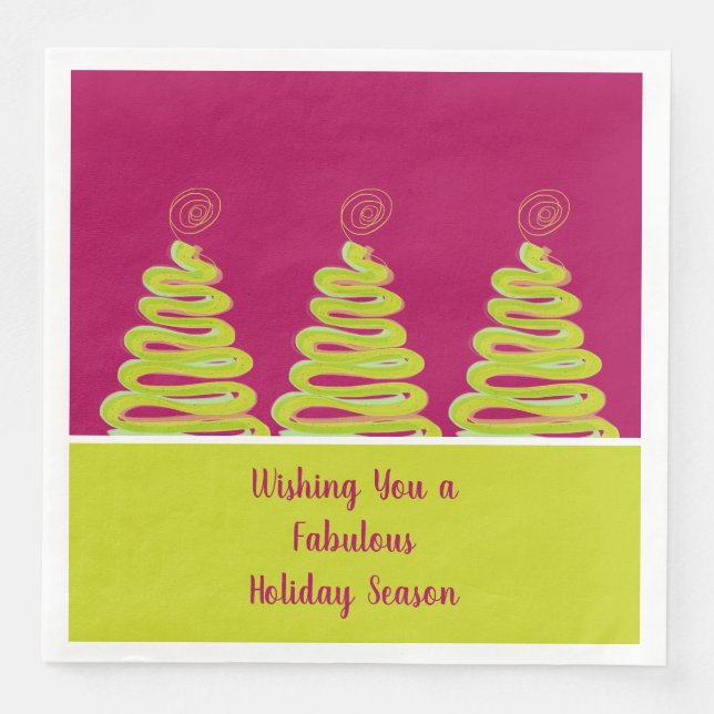 Rosa och grönt kalk pappersservett (Framsida)