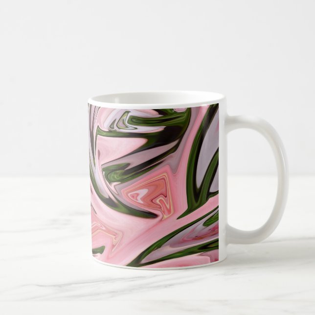 Rosa och grönt konstflöde kaffemugg (Höger)