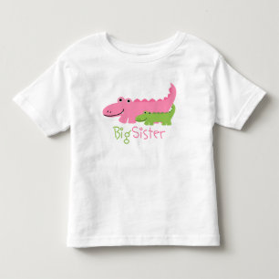 Rosa och Grönt Krokodiler Big Sister Tee Shirt