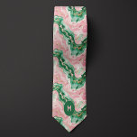Rosa och Grönt, marmorerat monogram Slips<br><div class="desc">Rosa och grönt marble mönster necktie med ett monogram för personanpassning. Unik utformning av eleganten som är perfekt för företag,  Fars dag-gåvor eller andra specialtillfällen för manar i ditt liv. Se till att kontrollera de matchande sockorna med samma design.</div>