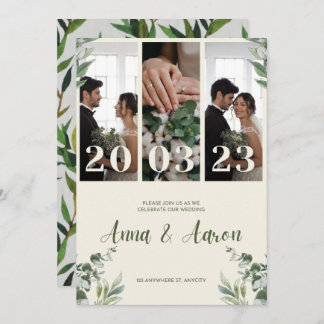 Rosa och Grönt - minimalistisk bröllopsinbjudan Inbjudningar
