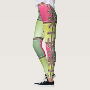 rosa och grönt mode snöre och leggings
