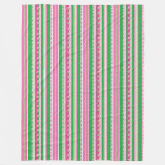 Rosa och Grönt Modern Stripe Fleece Blanket