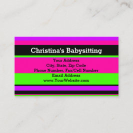 Rosa och Grönt Neon Rand Tonåring/Babysittande Visitkort