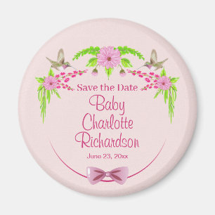 Rosa och Grönt Nostalgic Blommigt Magnet