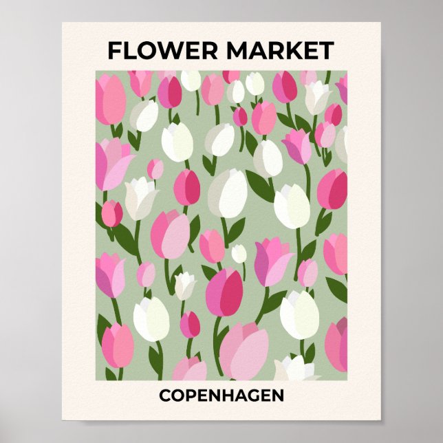 Rosa och Grönt på världsmarknaden i Köpenhamn Poster (Framsidan)