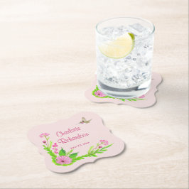 Rosa och Grönt Papper Underlägg av nostalgisk Blom