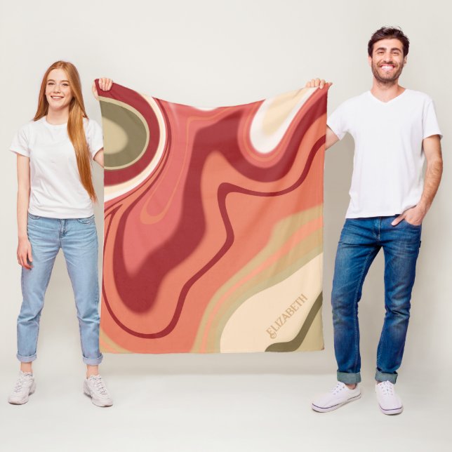 Rosa och Grönt Pastel Abstrakt Anpassningsbar Insp Fleecefilt (På plats)