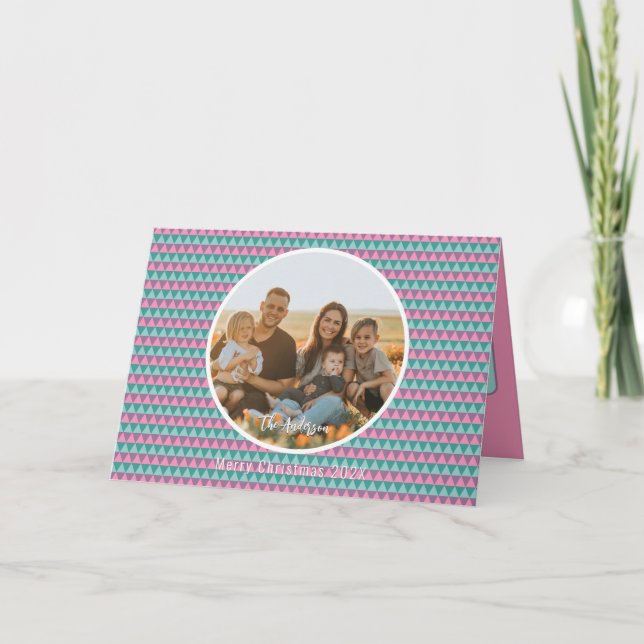 Rosa och Grönt Pastel färg julkort Tack Kort (Framsida)