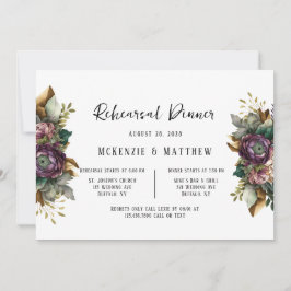 Rosa och Grönt Peony Succulent Rehearsal Dinner Inbjudningar