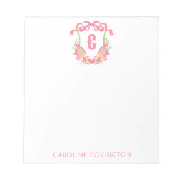 Rosa och Grönt Pickleball Paddle Monogram-Vapenskö Anteckningsblock