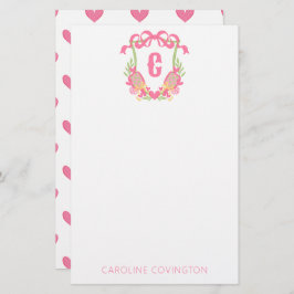 Rosa och Grönt Pickleball Paddle Monogram-Vapenskö Brevpapper