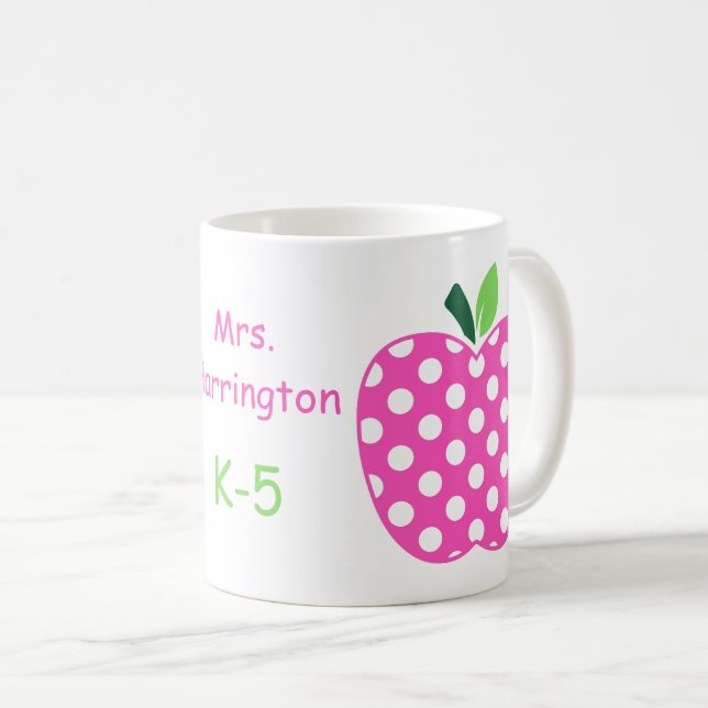 Rosa och Grönt Polka-punktäpplen Kaffemugg (Framsida höger)