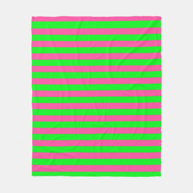Rosa och Grönt Rand Design Fleecefilt (Framsidan)