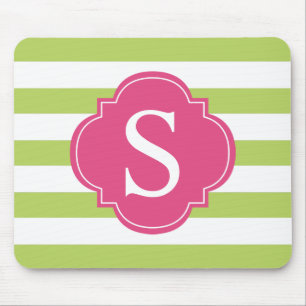 Rosa och Grönt Rand Monogram Musmatta