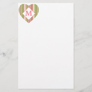 Rosa och Grönt Rand Personlig Brevpapper