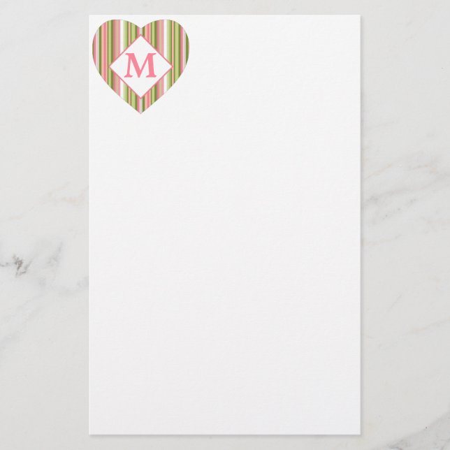 Rosa och Grönt Rand Personlig Brevpapper (Framsida)